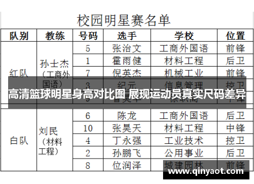 高清篮球明星身高对比图 展现运动员真实尺码差异